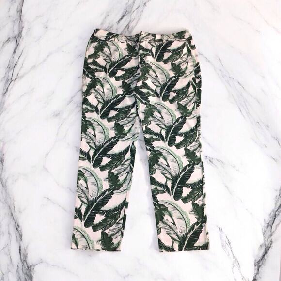 Old Navy Pants Womens 14 White Green Pixie Mid Rise Straight Leg Cropped Chino - Picture 1 of 11